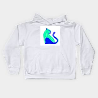 green cat in blue tail ecopop art Kids Hoodie